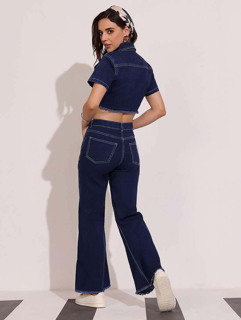 women solid top and trouser co-ord set - 22402391 -  Standard Image - 3