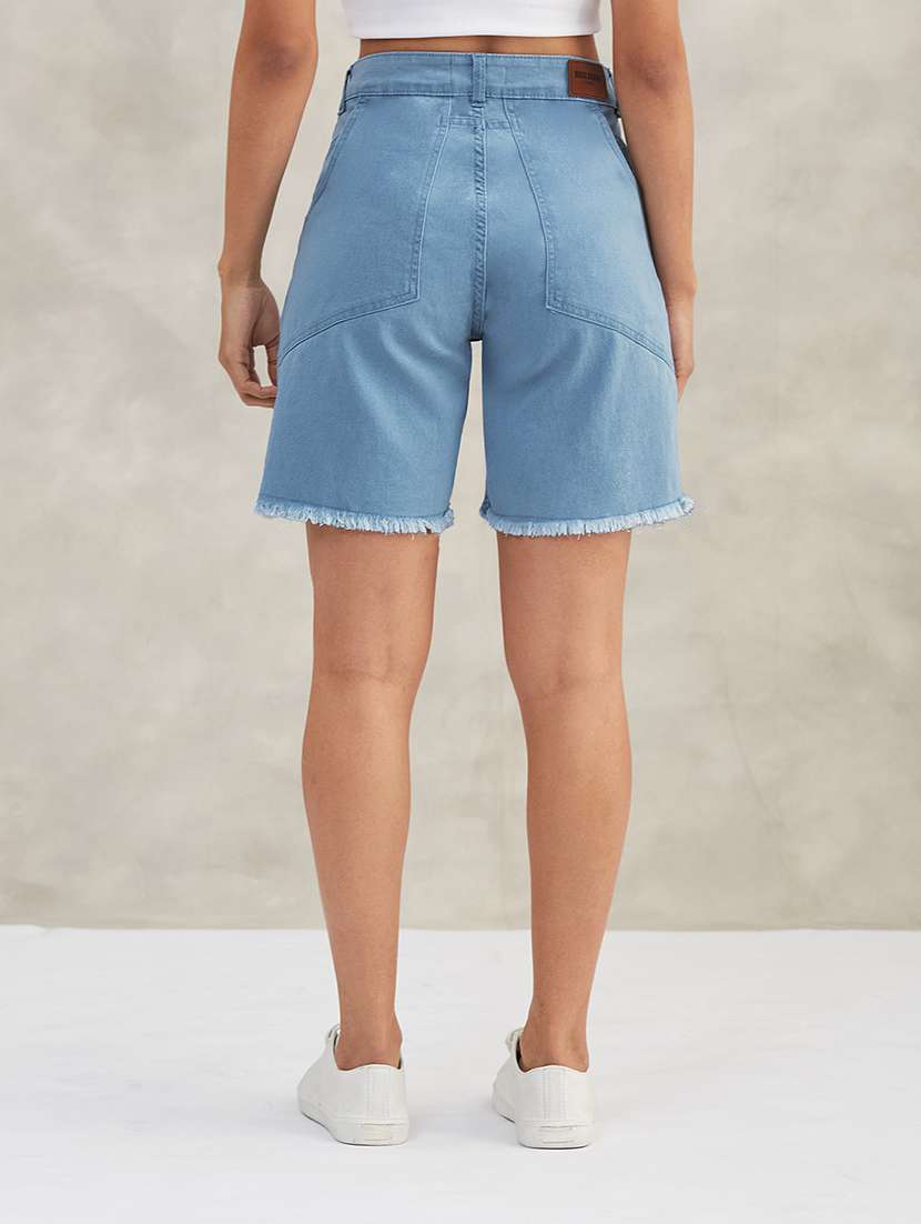 women solid high rise denim bermuda shorts - 22402403 -  Standard Image - 3