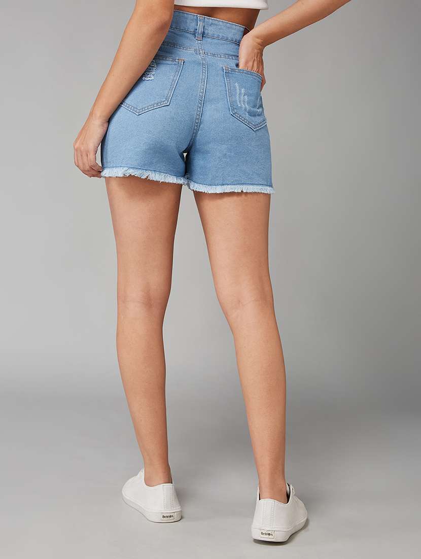 women distressed high rise denim shorts  - 22402437 -  Standard Image - 3