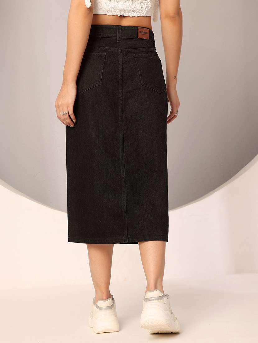 women solid high rise straight skirt - 22402483 -  Standard Image - 3