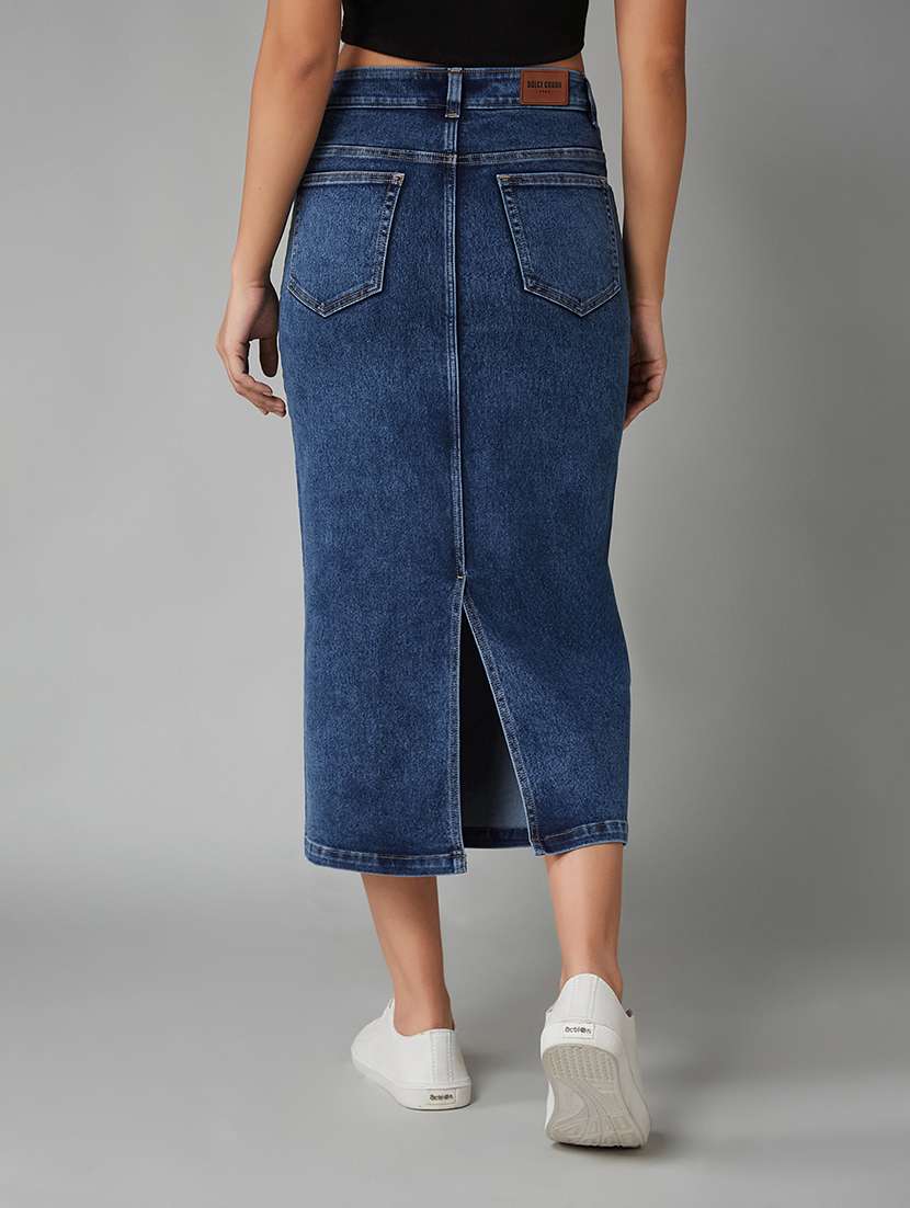 women solid high rise bodycon skirt - 22402491 -  Standard Image - 3