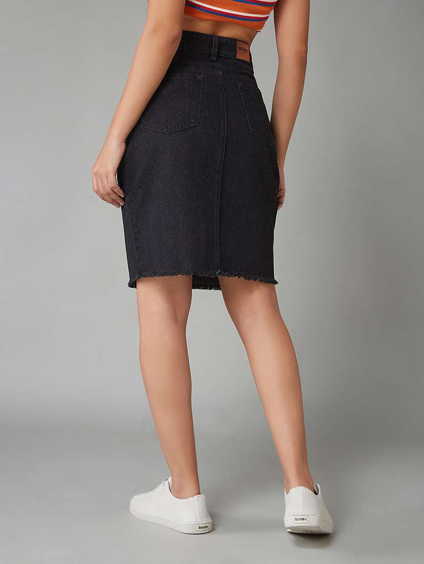 women solid high rise bodycon skirt - 22402495 -  Standard Image - 3