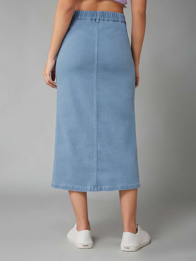 women solid high rise bodycon skirt - 22402507 -  Standard Image - 3