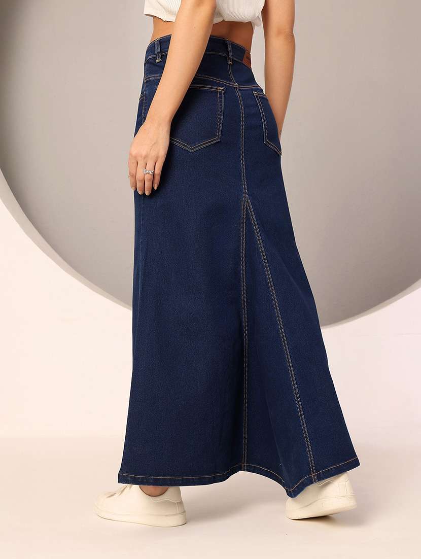 women solid high rise a-line skirt - 22402510 -  Standard Image - 3