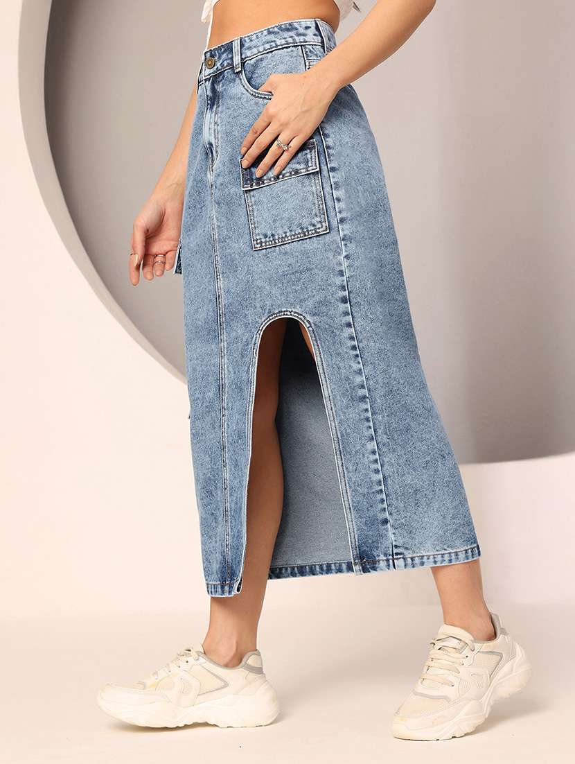 women solid high rise cargo skirt - 22402513 -  Standard Image - 3