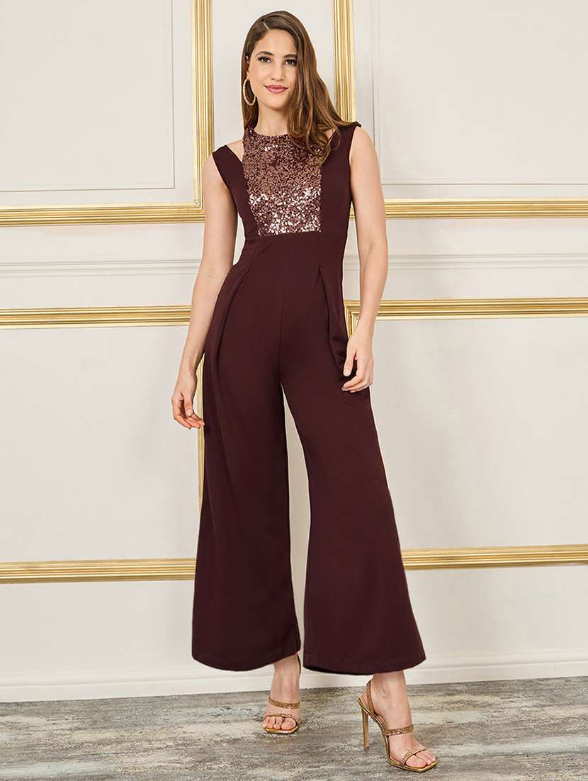women sequined sleeveless jumpsuit