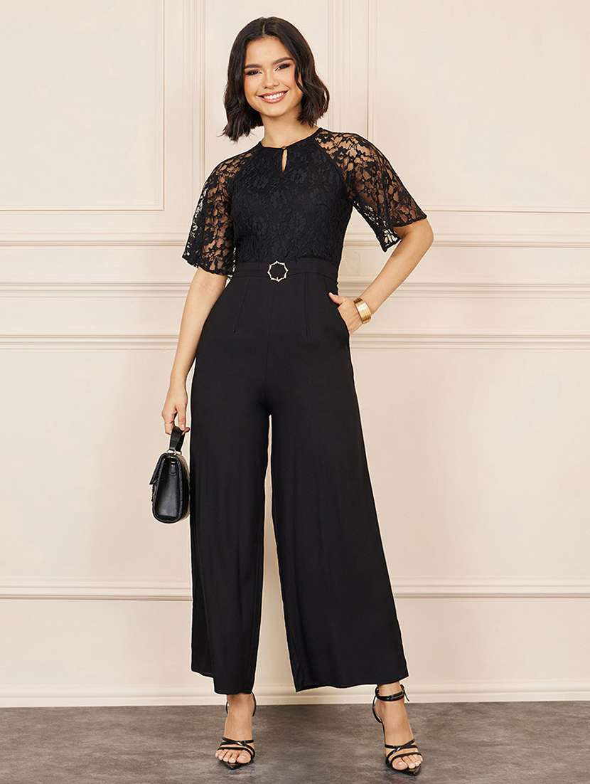women soldi short sleeve lace jumpsuit