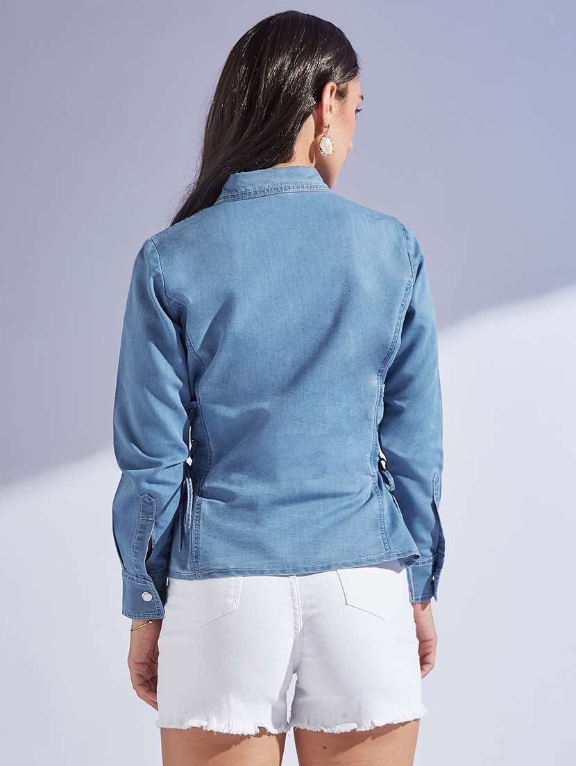 blue denim shirt with tie-up detail - 22402571 -  Standard Image - 3