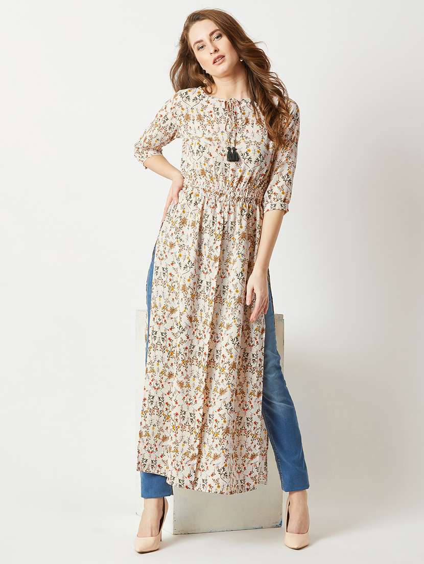 women printed three quarter sleeve tunic