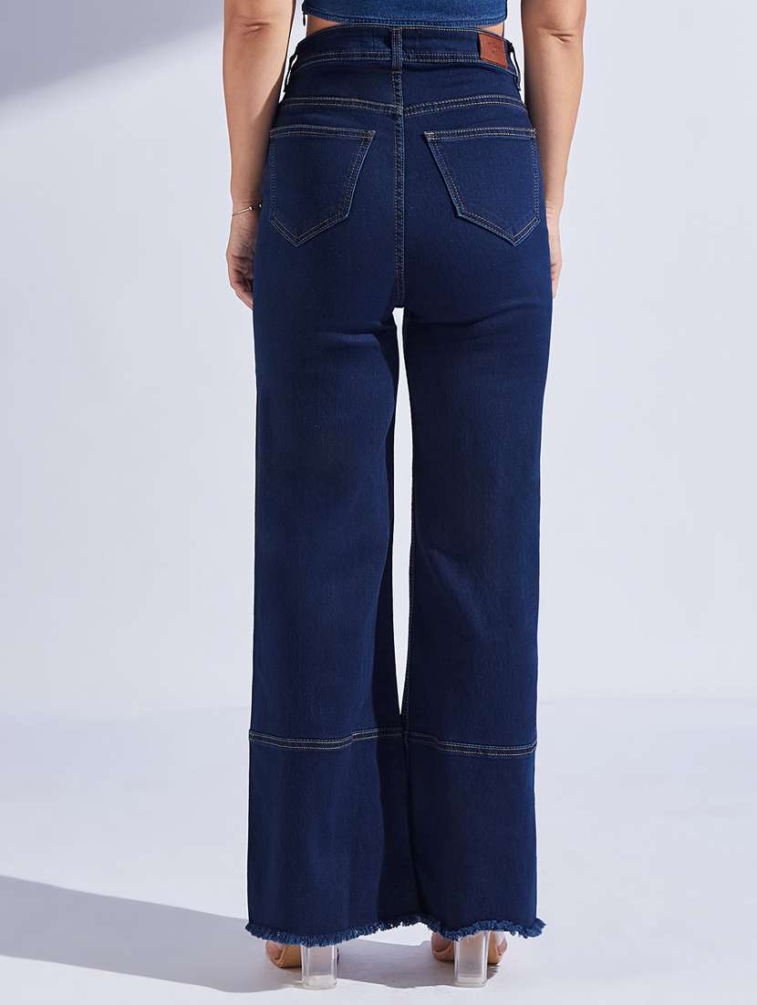 women solid high rise wide leg jeans - 22402589 -  Standard Image - 3