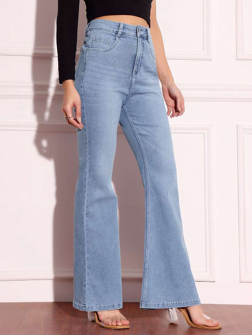 women solid high rise bootcut jeans - 22402604 -  Standard Image - 3