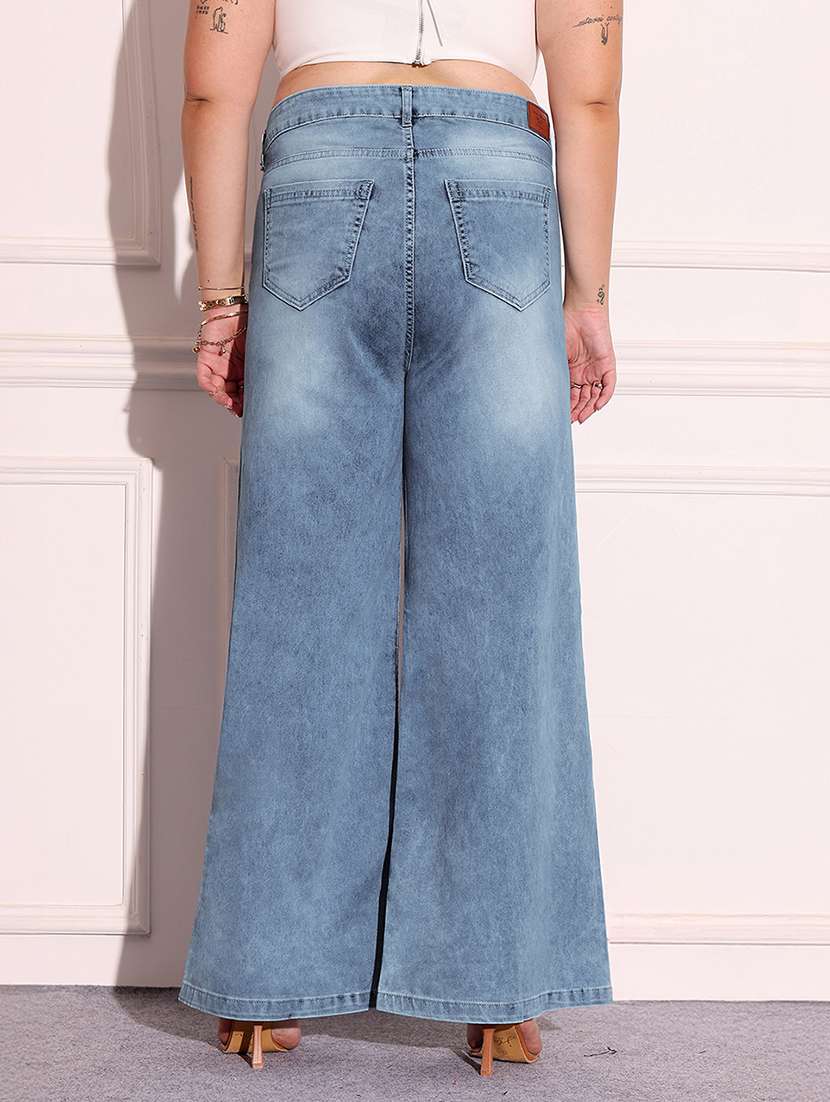 women solid high rise wide leg jeans - 22402611 -  Standard Image - 3