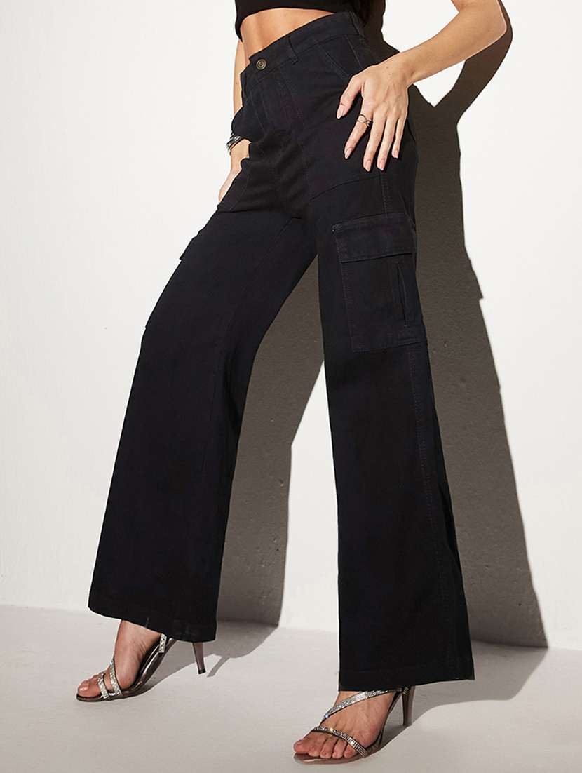 women solid high rise cargo