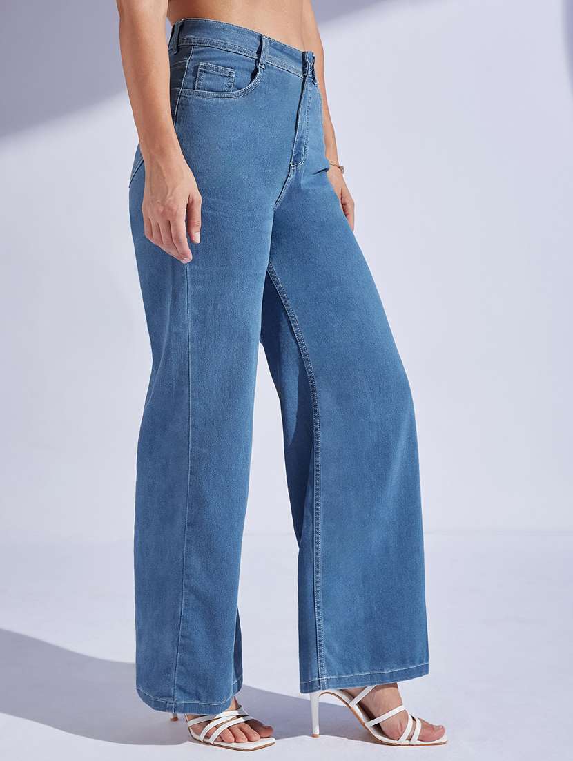 women solid high rise wide leg jeans - 22402615 -  Standard Image - 3