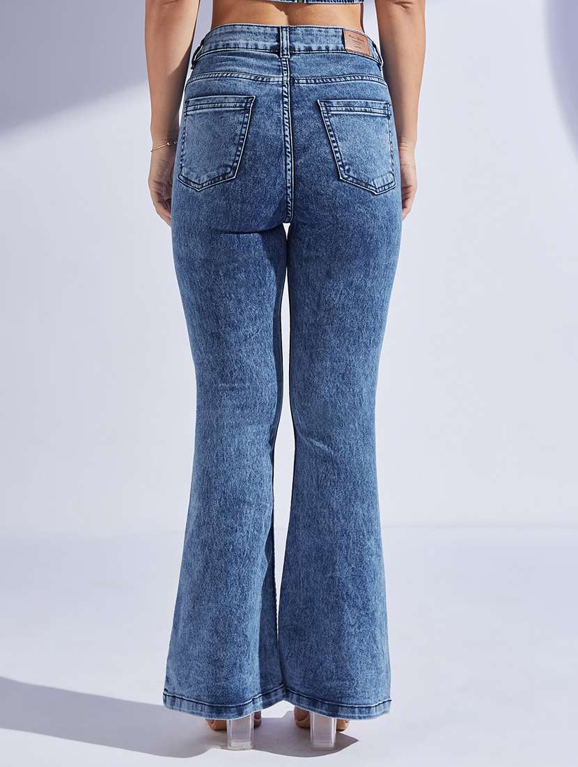 women solid high rise bootcut jeans - 22402628 -  Standard Image - 3