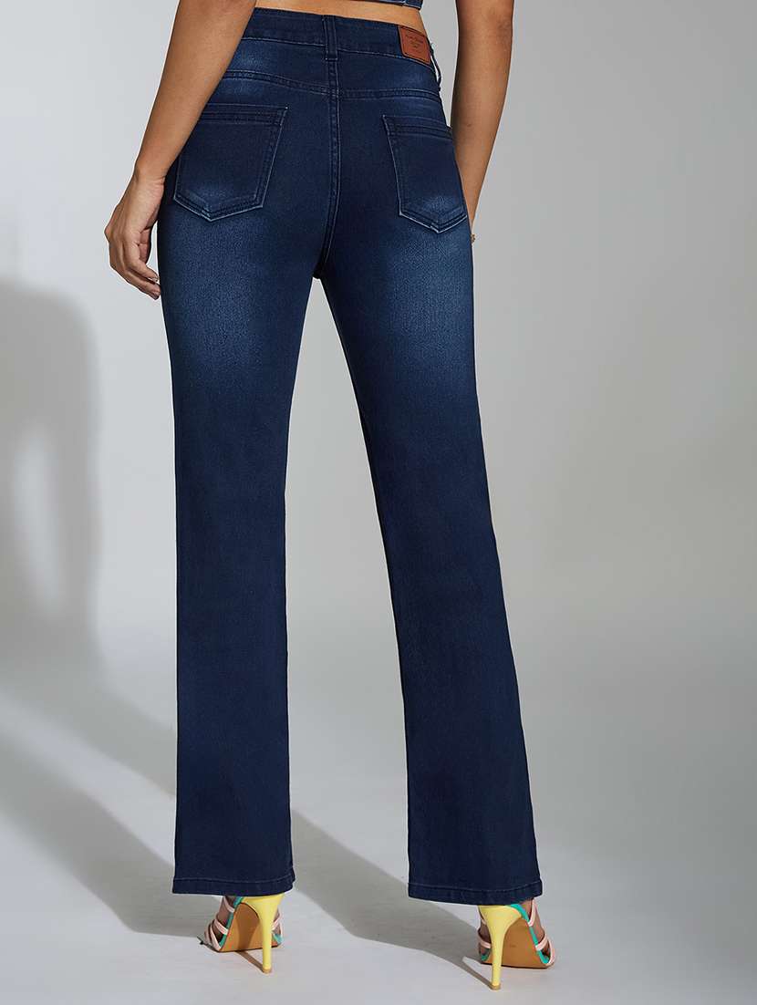 women solid high rise bootcut jeans - 22402638 -  Standard Image - 3