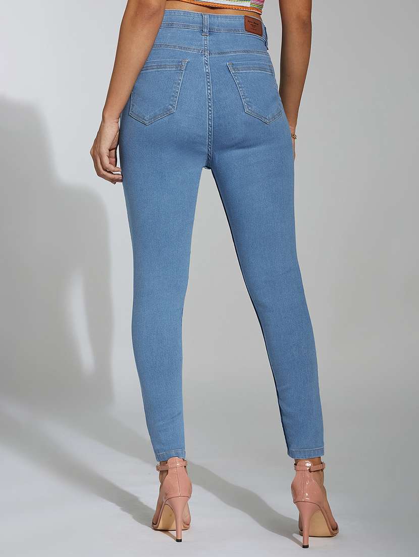 women solid high rise skinny jeans - 22402639 -  Standard Image - 3