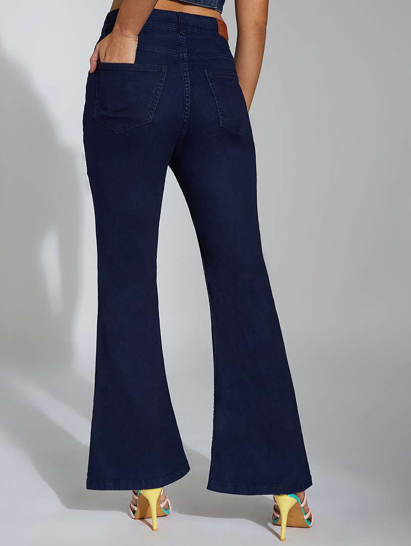 women solid high rise bootcut jeans - 22402641 -  Standard Image - 3