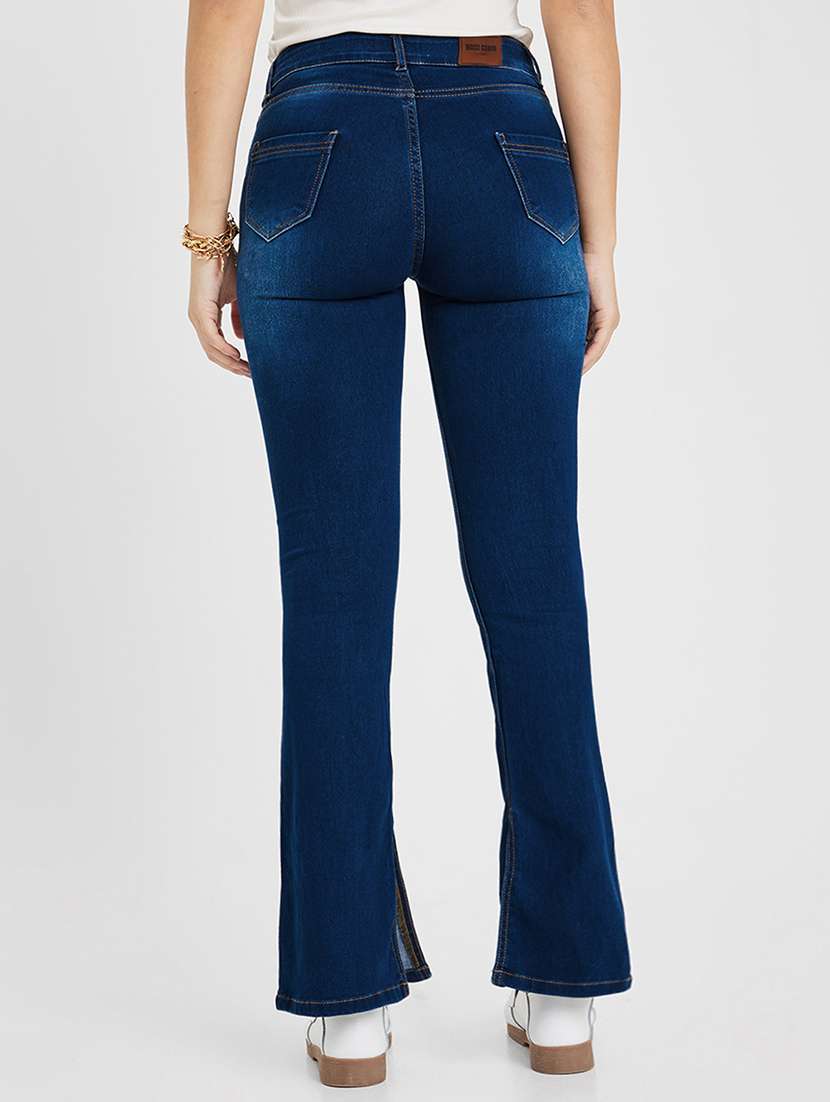 women solid high rise bootcut jeans - 22402655 -  Standard Image - 3