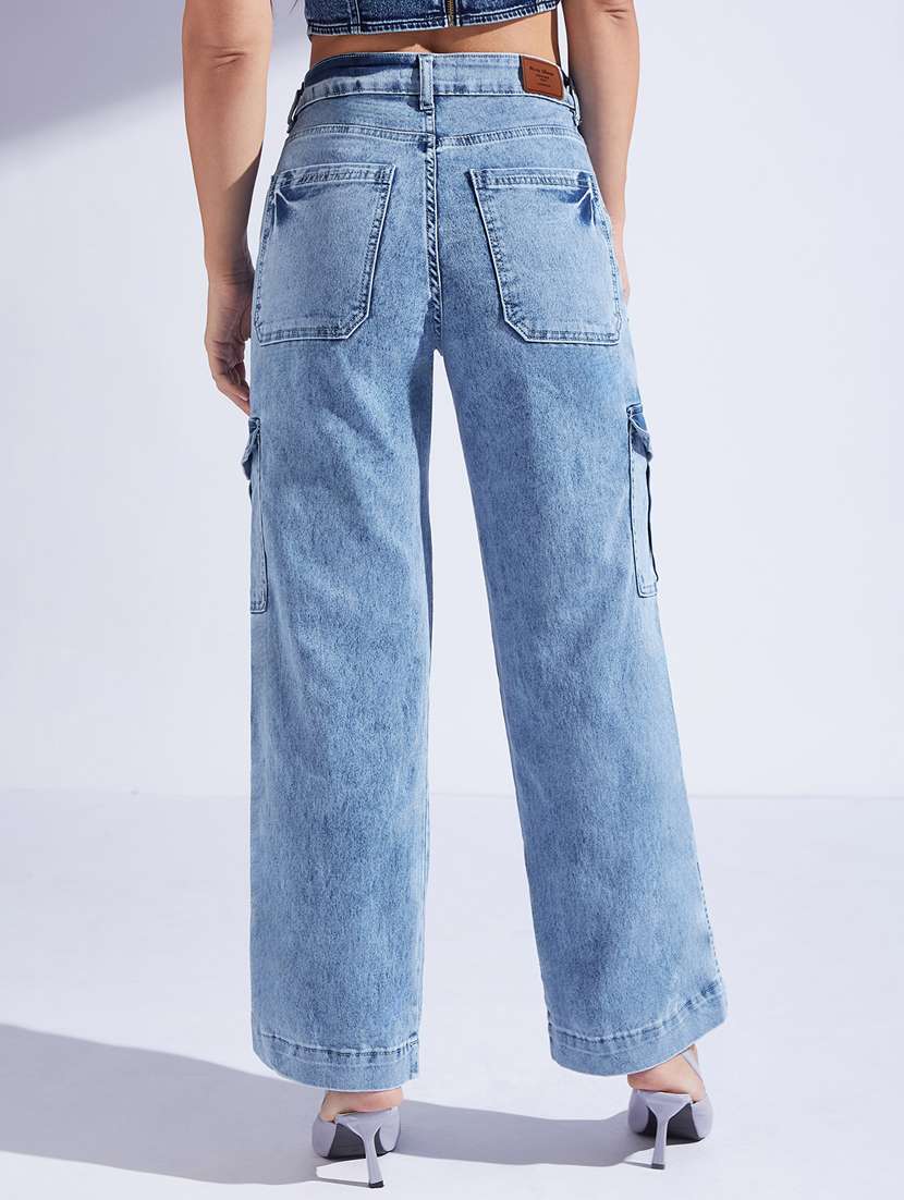 women solid high rise cargo - 22402674 -  Standard Image - 3