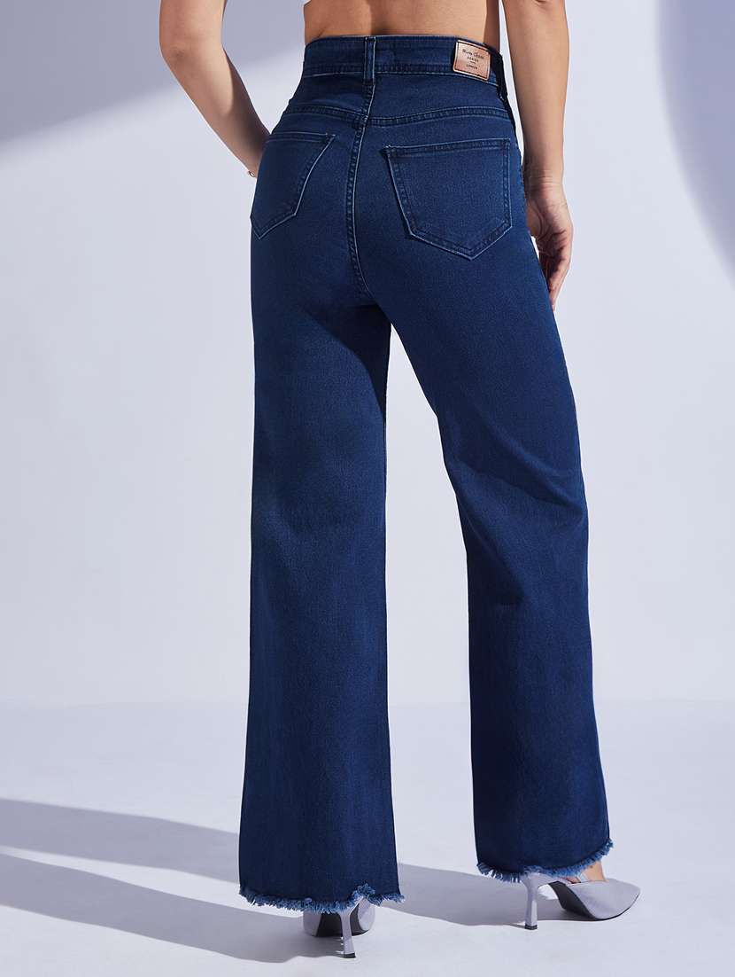 women solid high rise wide leg jeans - 22402703 -  Standard Image - 3