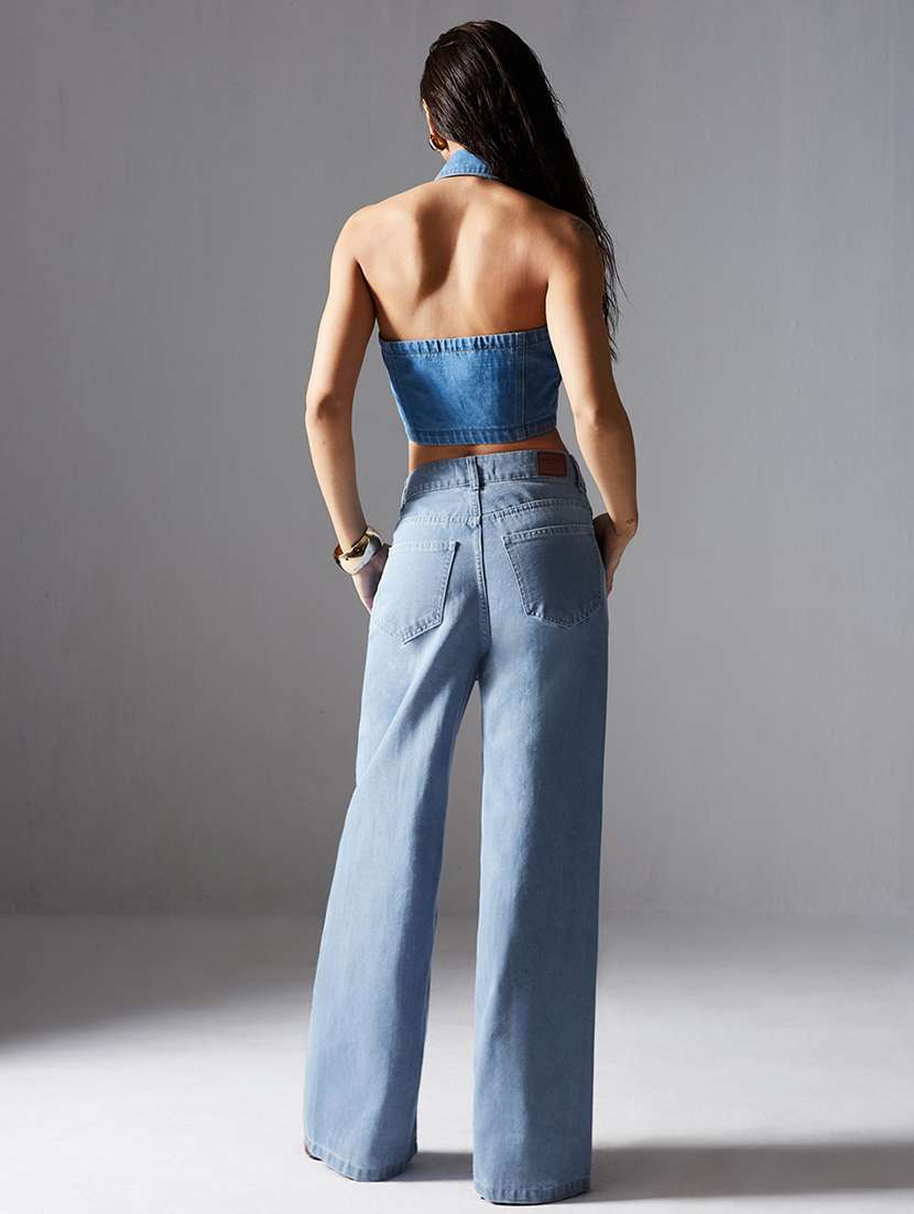 women solid high rise wide leg jeans - 22402714 -  Standard Image - 3