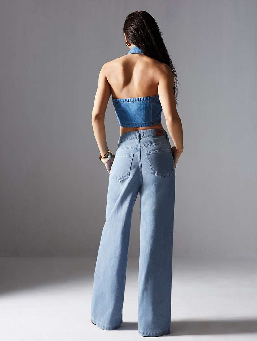 women solid high rise wide leg jeans - 22402732 -  Standard Image - 3