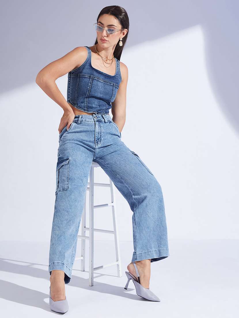 women solid high rise cargo - 22402733 -  Standard Image - 3