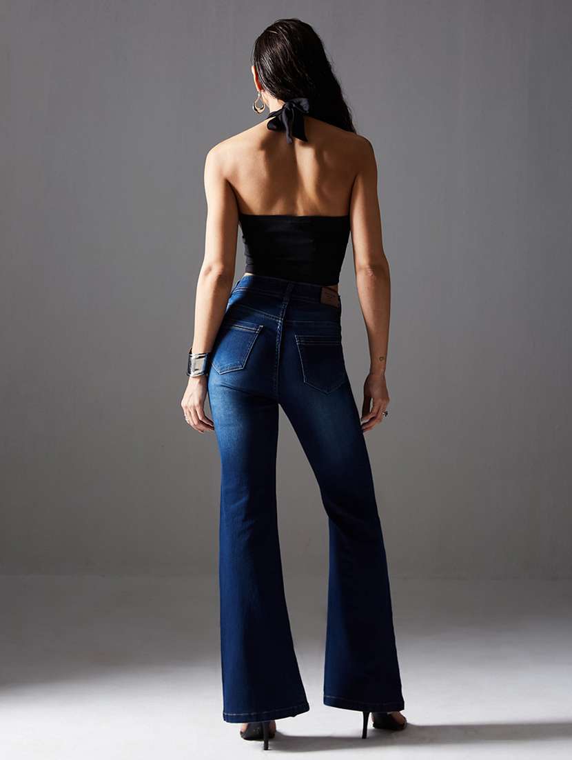 women solid high rise bootcut jeans - 22402734 -  Standard Image - 3