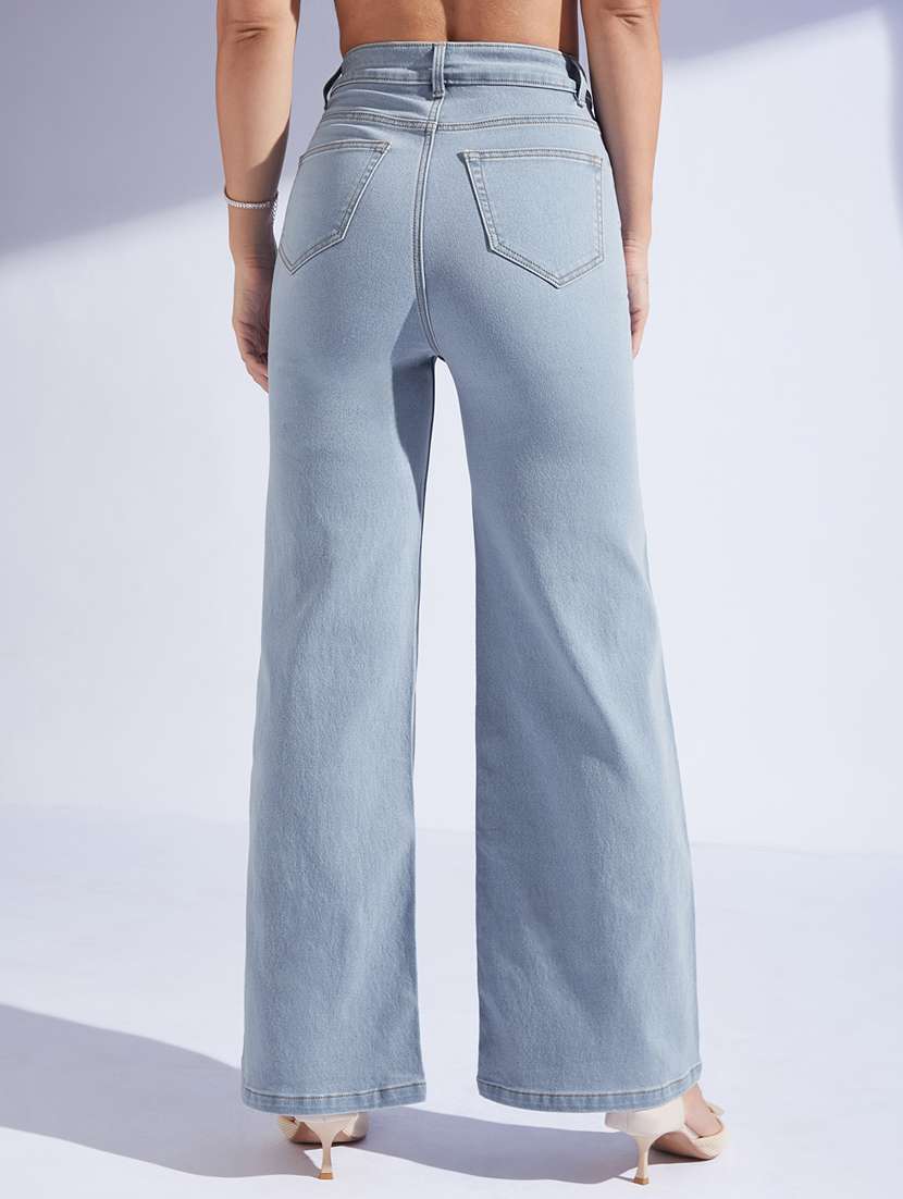 women solid high rise wide leg jeans - 22402736 -  Standard Image - 3