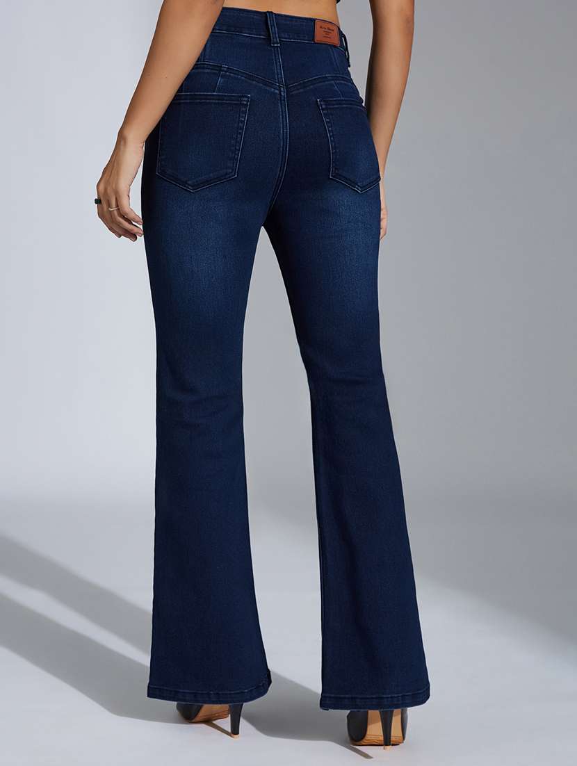 women solid high rise bootcut jeans - 22402745 -  Standard Image - 3