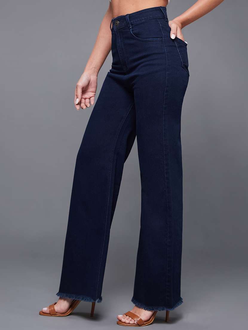 women solid high rise wide leg jeans - 22402746 -  Standard Image - 3