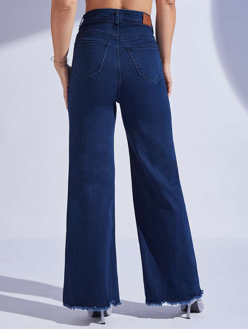 women solid high rise wide leg jeans - 22402757 -  Standard Image - 3