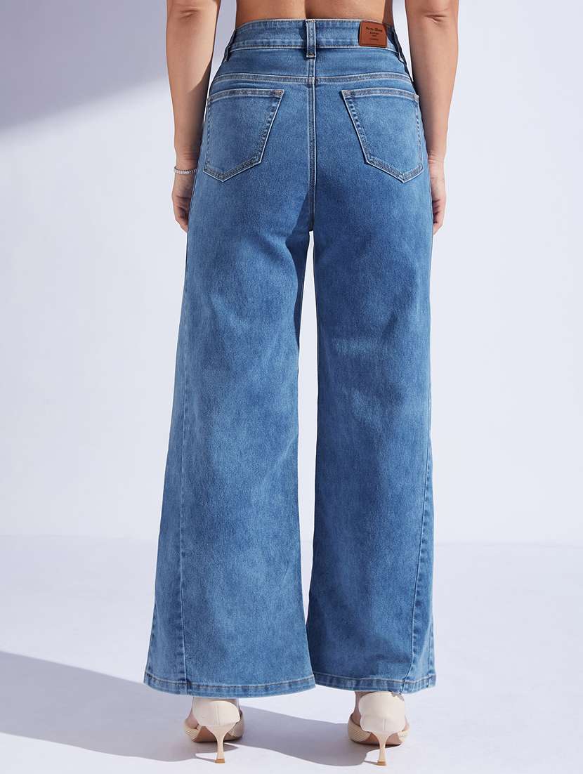 Women Solid High Rise Wide Leg Jeans - 22402774 -  Standard Image - 3