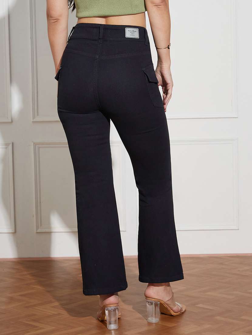 women solid high rise bootcut jeans - 22402784 -  Standard Image - 3