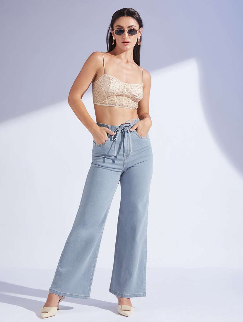 women solid high rise wide leg jeans - 22402791 -  Standard Image - 3