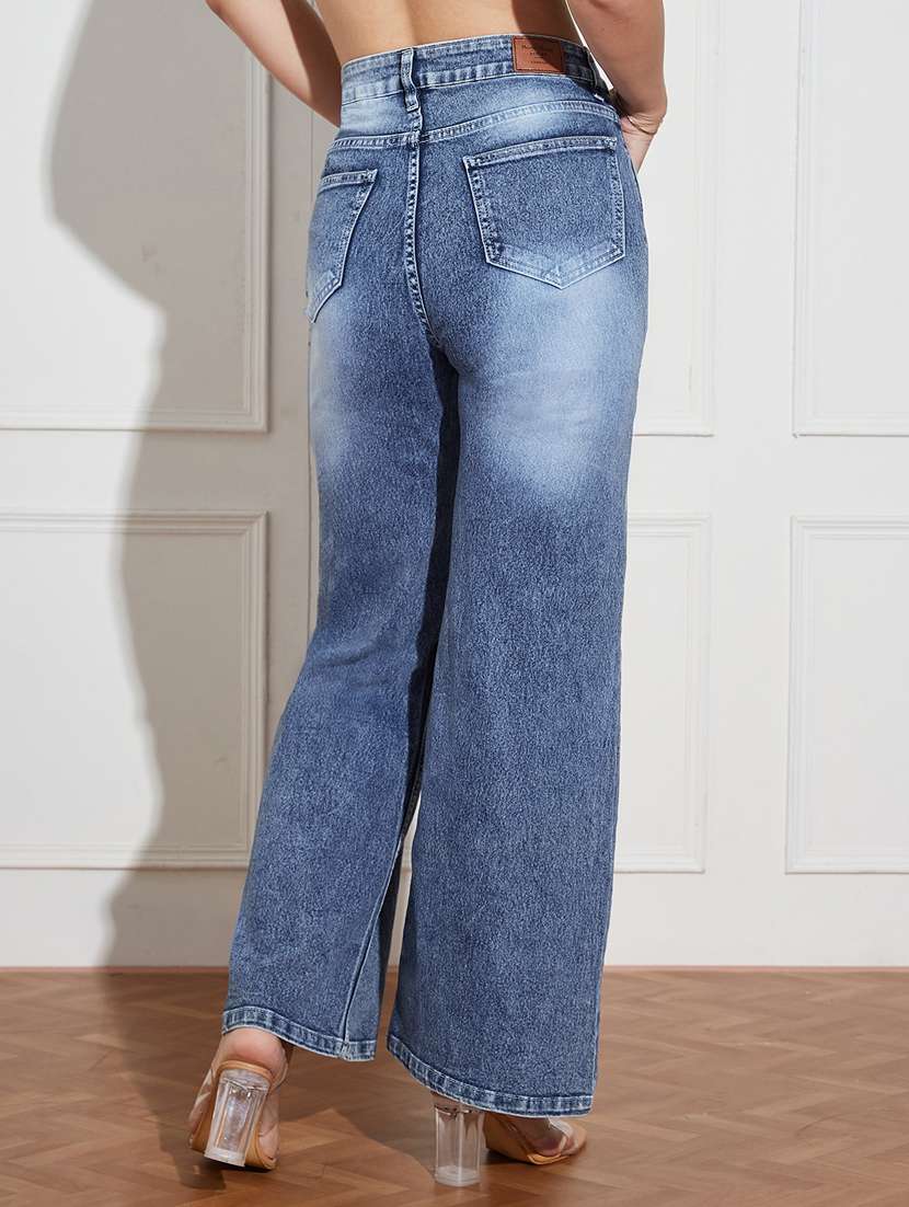 women solid high rise wide leg jeans - 22402792 -  Standard Image - 3