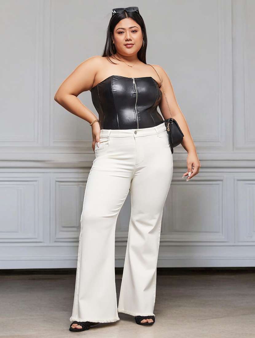 women solid high rise bootcut jean - 22402801 -  Standard Image - 3