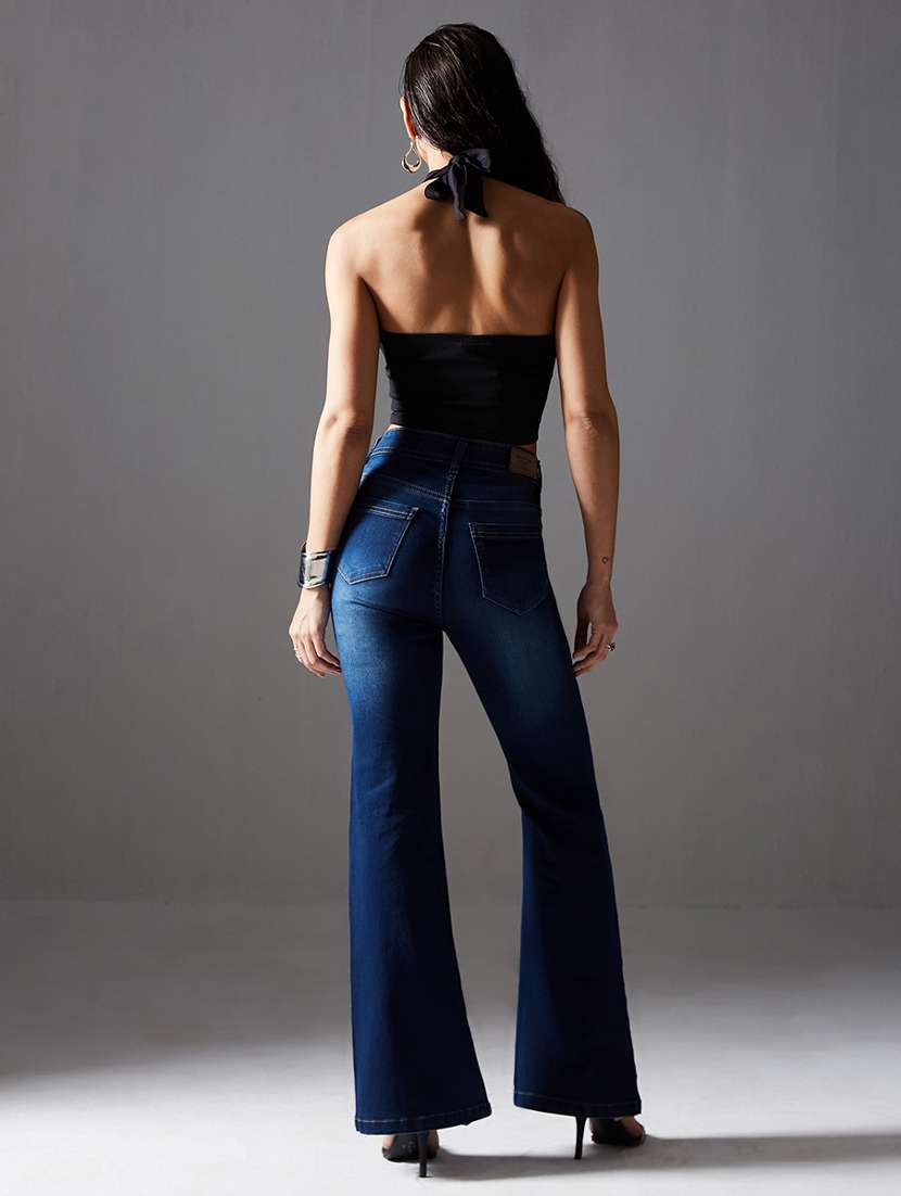 women solid high rise bootcut jeans - 22402804 -  Standard Image - 3