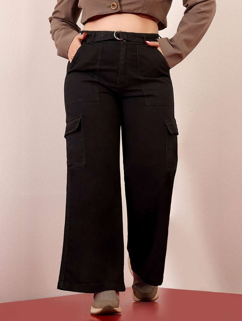 women solid high rise cargo