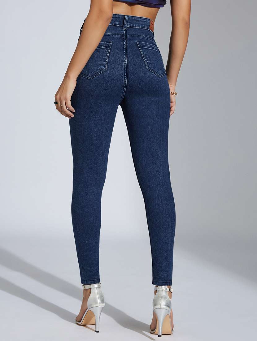women solid high rise skinny jeans - 22402813 -  Standard Image - 3
