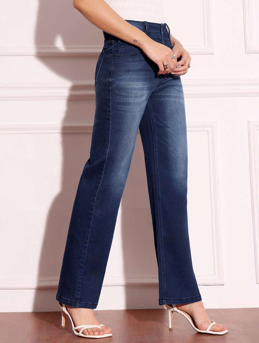 women solid high rise bootcut jeans - 22402823 -  Standard Image - 3