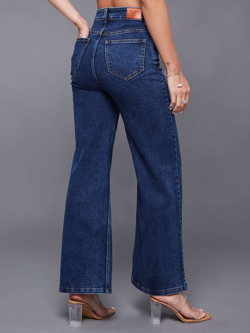 women solid high rise wide leg jeans - 22402831 -  Standard Image - 3
