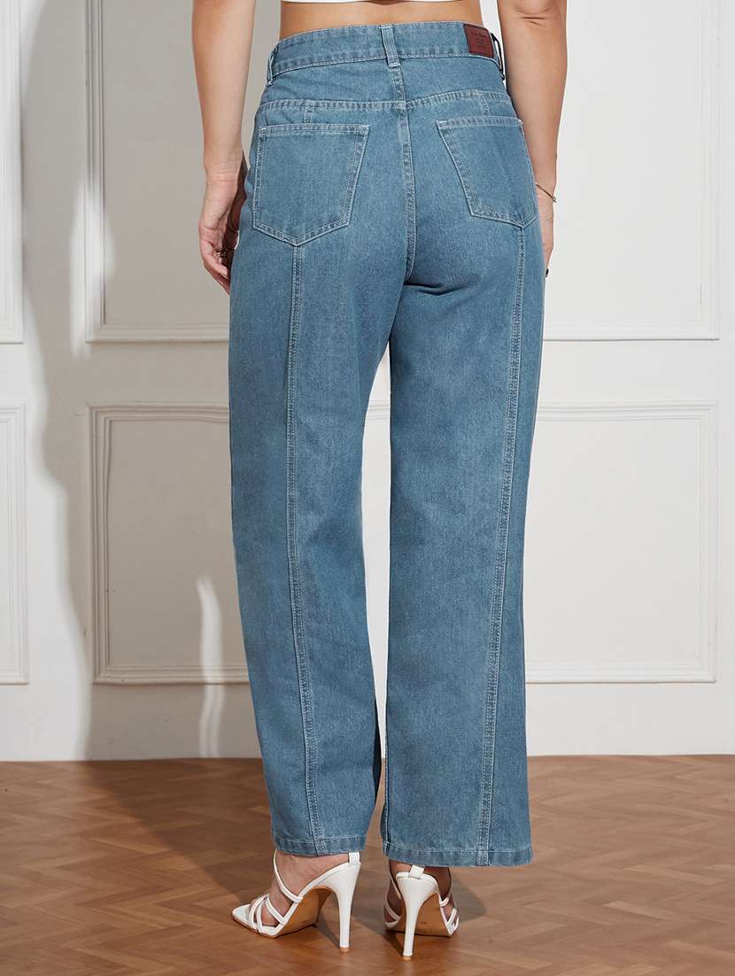 women solid high rise wide leg jeans - 22402837 -  Standard Image - 3