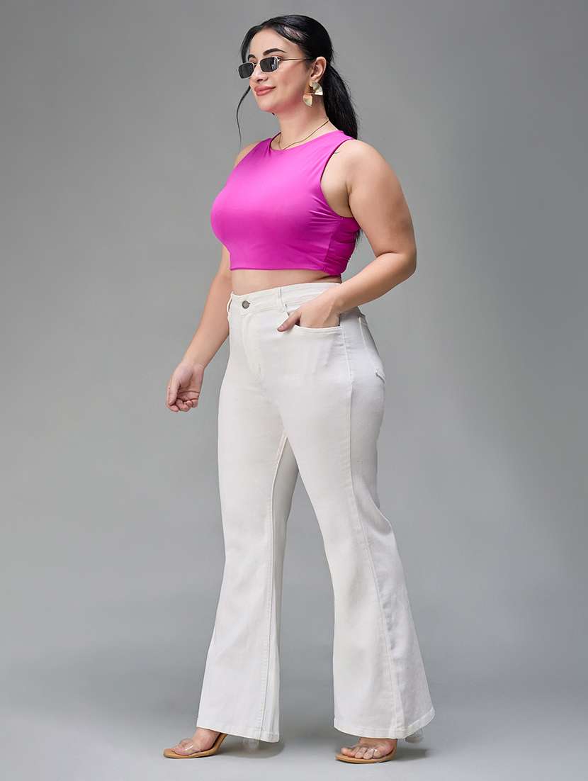 women solid high rise bootcut jeans - 22402842 -  Standard Image - 3