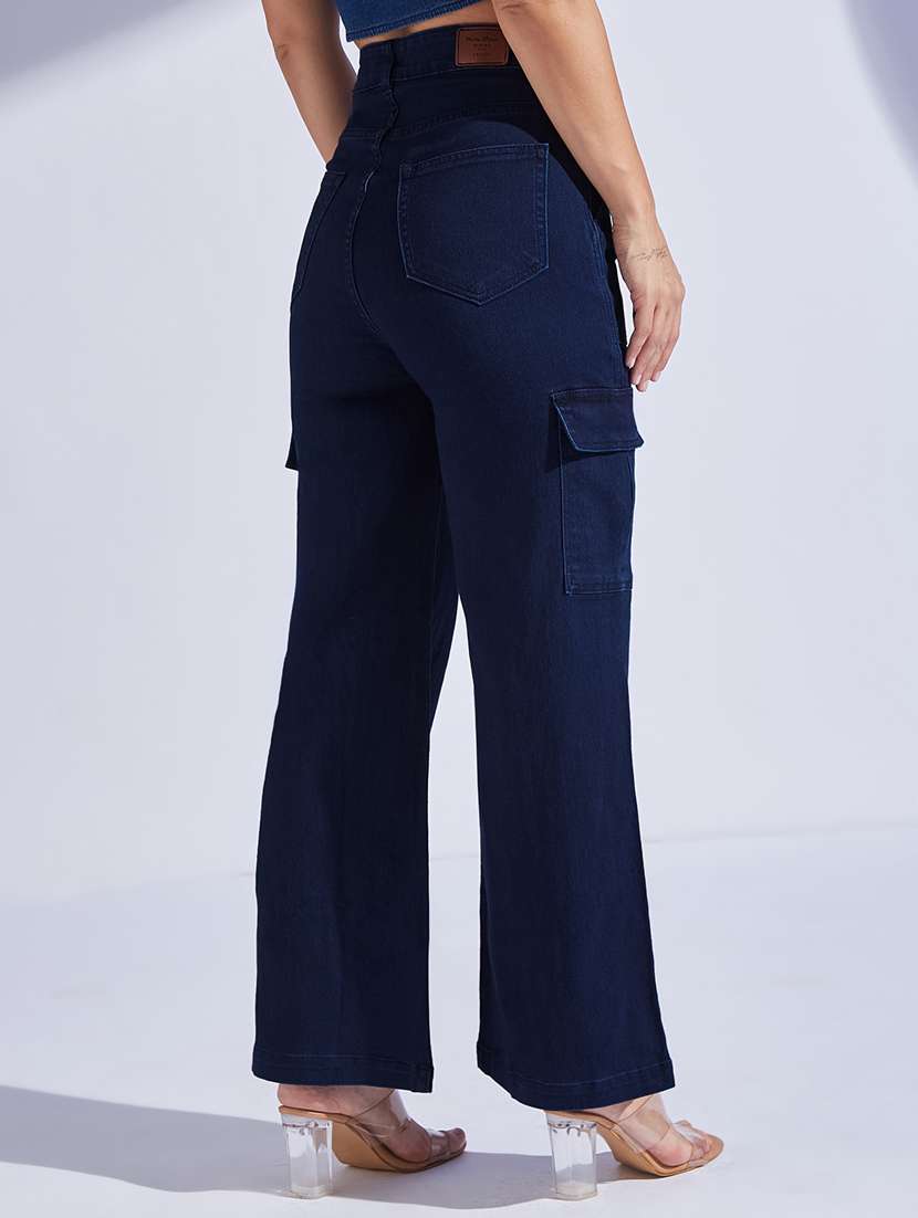 women solid high rise wide leg jeans - 22402845 -  Standard Image - 3