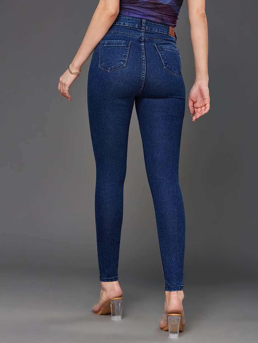 women solid high rise skinny jeans - 22402848 -  Standard Image - 3