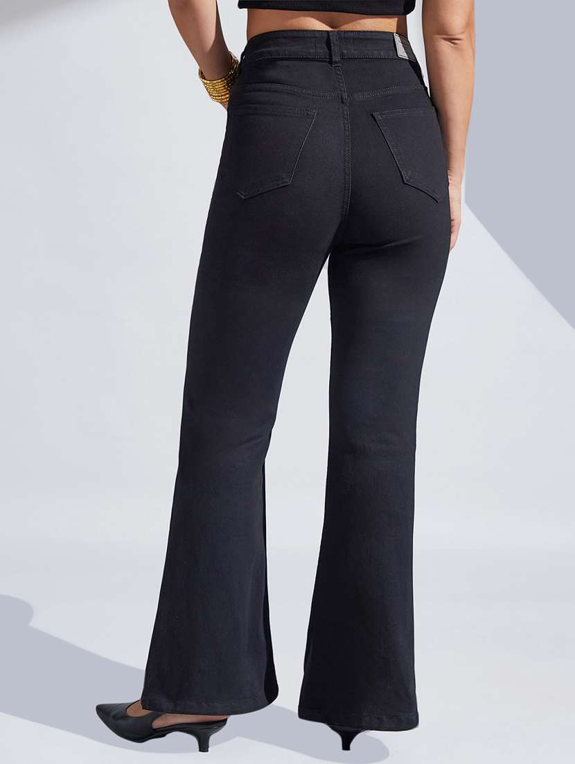 women solid high rise bootcut jeans - 22402852 -  Standard Image - 3