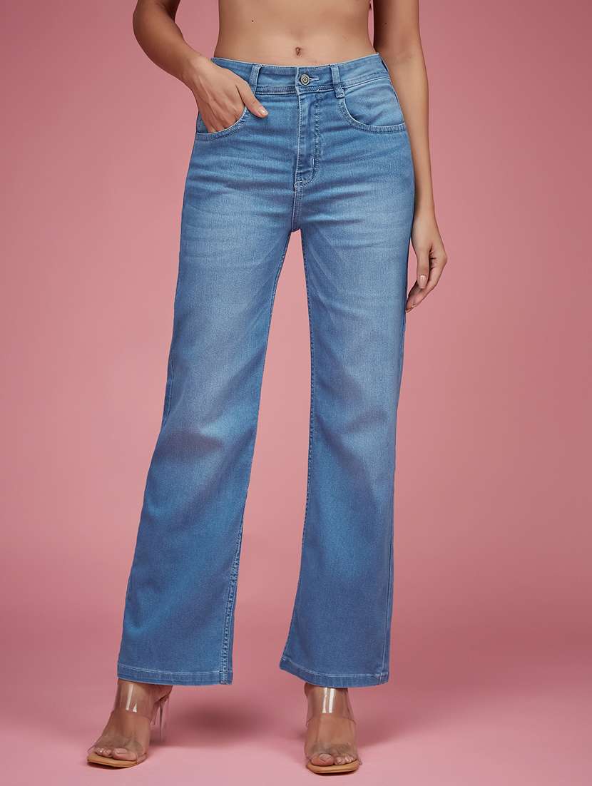 women solid mid rise bootcut jeans