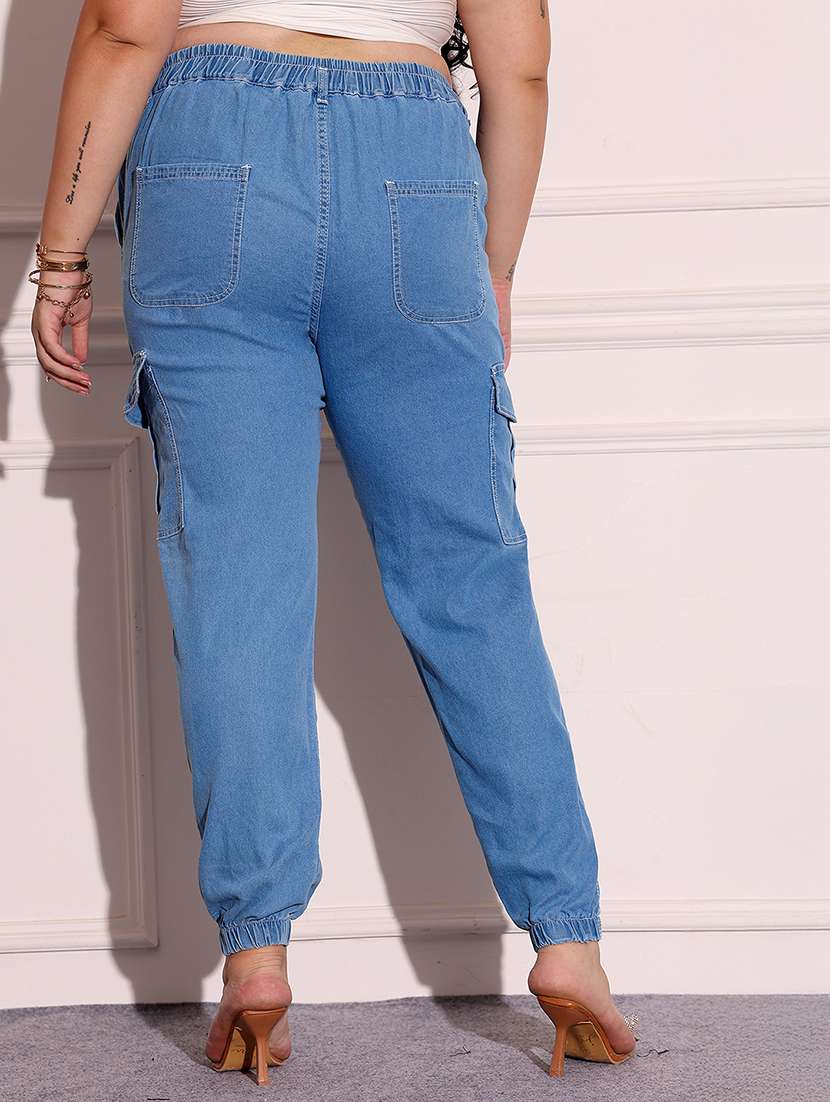 women solid high rise jogger - 22402860 -  Standard Image - 3